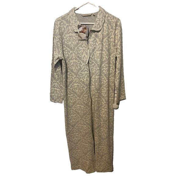 NWT Soft Surroundings Chamonix Zip Up Robe Gray Ivory PL - Picture 1 of 5
